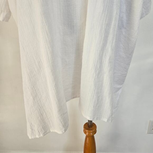 Woman Within Plus Size Embroidered Gauze Shirt Floral White Beach Summer 3X - Picture 10 of 14